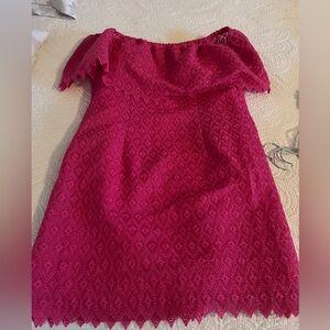 Off the shoulders hot pink dress